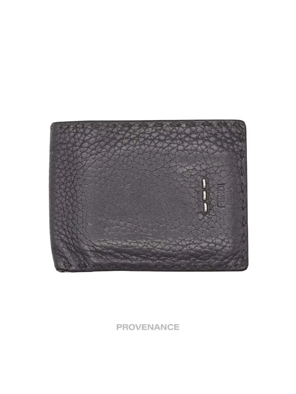 🔴 Fendi Selleria Horizontal Wallet - Charcoal Roman Leather